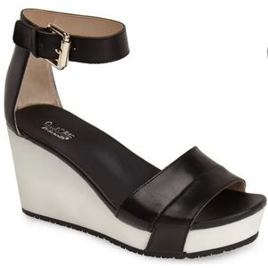 Dr. Scholl's | Warner Wedge Black Leather Sandals